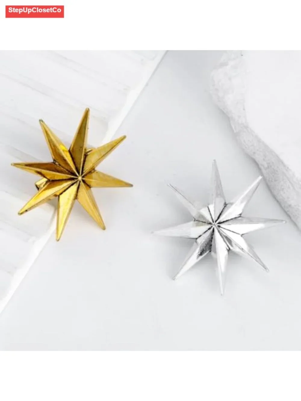 Minimalist Octagram Star Brooch Pin Women Celestial Lapel Badge
